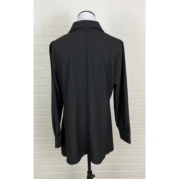 Linea by Louis Dell’Olio Black Long Sleeve Button Front Shirt Medium - Picture 4 of 7